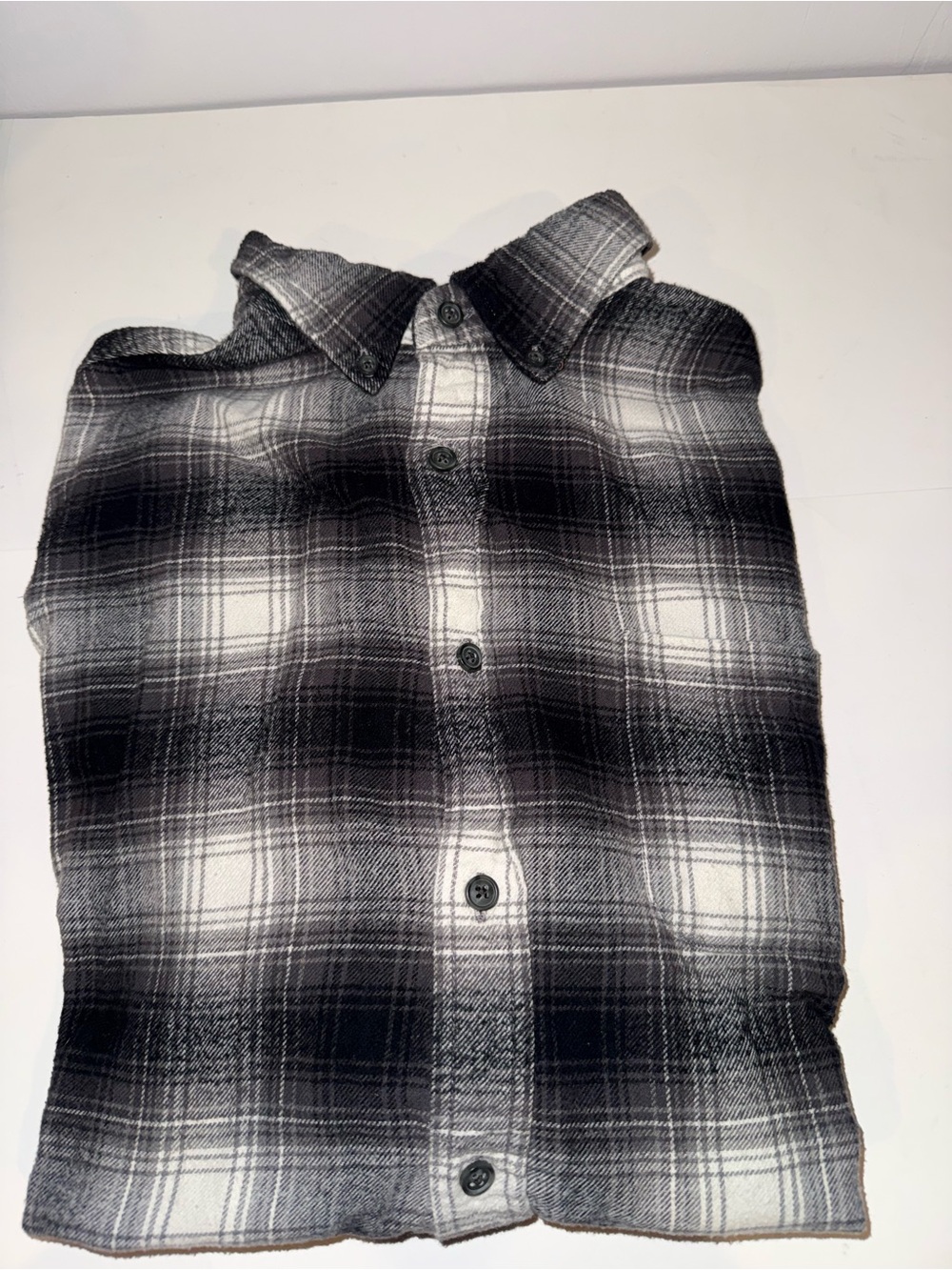 croft & barrow Black and White Plaid Flannel Button-Down Shirt Medium